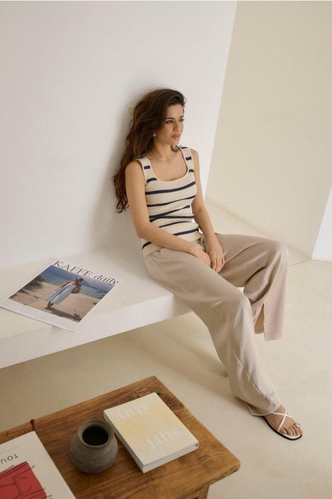 KAMORITA KNIT TOP 10509947 SILVER WHITE/BLUE STRIPE